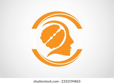 head and brain minimalist style Brain icon, Brain Logo vector