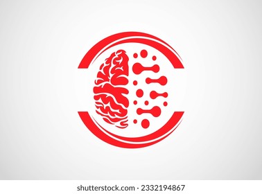 head and brain minimalist style Brain icon, Brain Logo vector