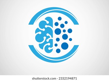 head and brain minimalist style Brain icon, Brain Logo vector
