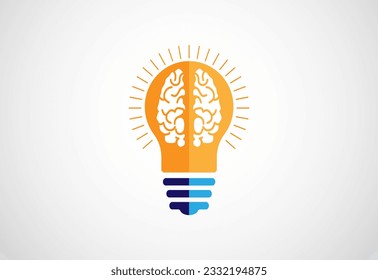 head and brain minimalist style Brain icon, Brain Logo vector