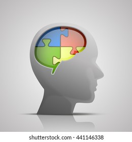 Head brain puzzle sign, template design element, Vector illustration