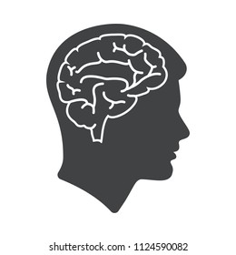 Vector Line Silhouette Human Face Brain Stock Vector (Royalty Free ...