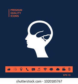 Head with brain symbol icon