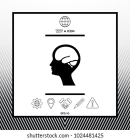 Head with brain symbol icon