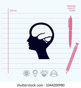 Head with brain symbol icon