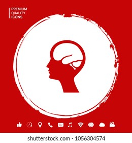 Head with brain symbol icon