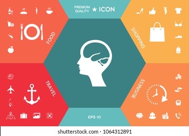 Head with brain symbol icon