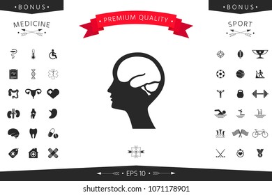 Head with brain symbol icon