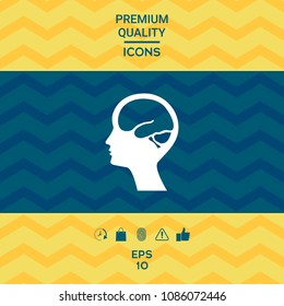 Head with brain symbol icon
