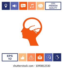 Head with brain symbol icon