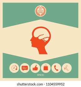 Head with brain symbol icon