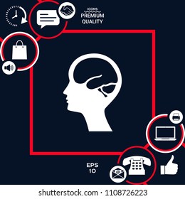 Head with brain symbol icon