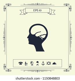 Head with brain symbol icon