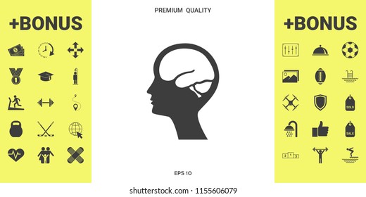 Head with brain symbol icon