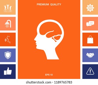 Head with brain symbol icon