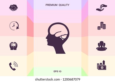 Head with brain symbol icon