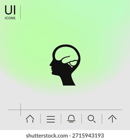 Cabeza con icono de símbolo cerebral
