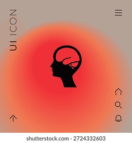 Cabeza con icono de símbolo cerebral