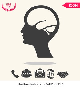 Head with brain symbol icon