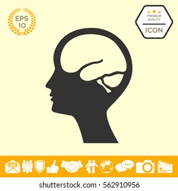 Head with brain symbol icon