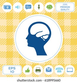 Head with brain symbol icon
