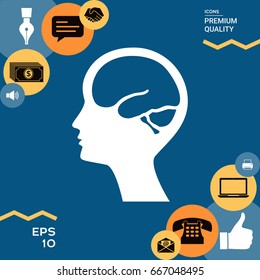 Head with brain symbol icon