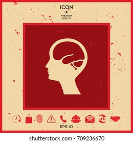 Head with brain symbol icon