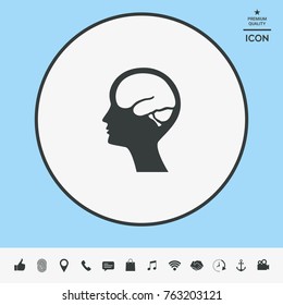 Head with brain symbol icon