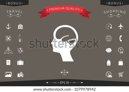 Head with brain symbol icon