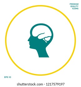 Head with brain symbol icon. Graphic elements for your design