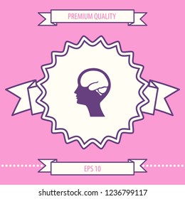 Head with brain symbol icon. Graphic elements for your design