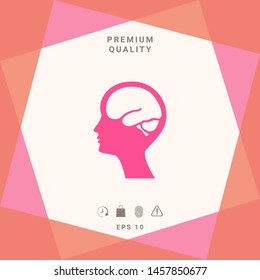 Head with brain symbol icon. Graphic elements for your design