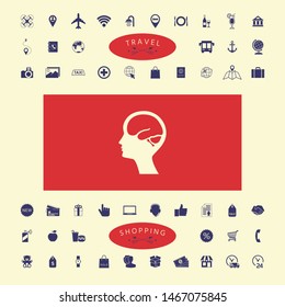 Head with brain symbol icon. Graphic elements for your design