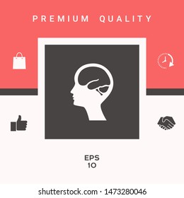 Head with brain symbol icon. Graphic elements for your design