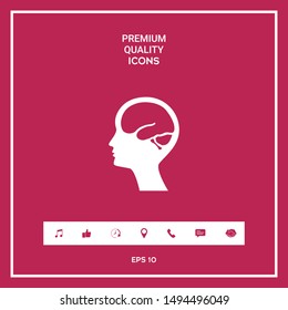 Head with brain symbol icon. Graphic elements for your design