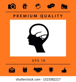 Head with brain symbol icon. Graphic elements for your design