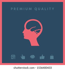 Head with brain symbol icon. Graphic elements for your design