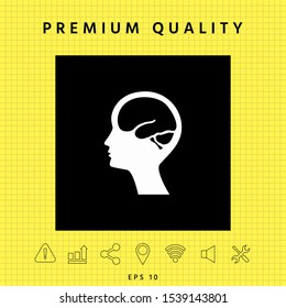 Head with brain symbol icon. Graphic elements for your design