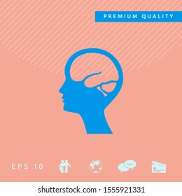 Head with brain symbol icon. Graphic elements for your design