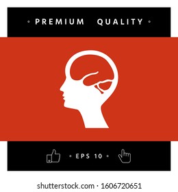 Head with brain symbol icon. Graphic elements for your design