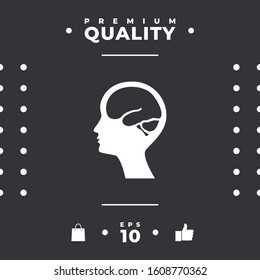 Head with brain symbol icon. Graphic elements for your design