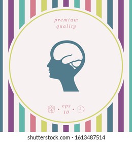 Head with brain symbol icon. Graphic elements for your design
