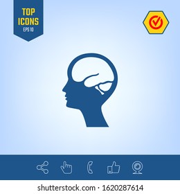 Head with brain symbol icon. Graphic elements for your design