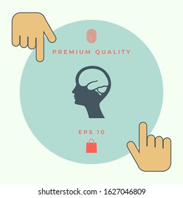 Head with brain symbol icon. Graphic elements for your design