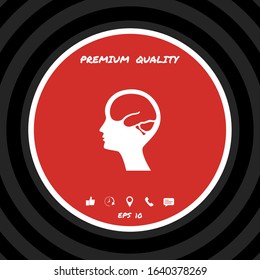 Head with brain symbol icon. Graphic elements for your design