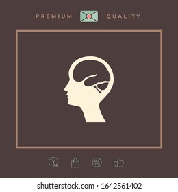 Head with brain symbol icon. Graphic elements for your design