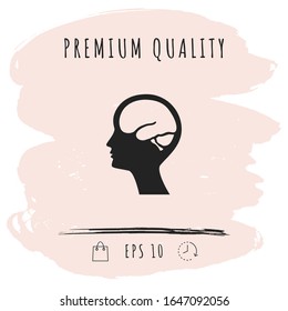 Head with brain symbol icon. Graphic elements for your design