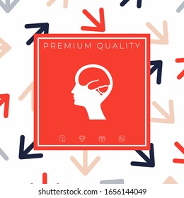 Head with brain symbol icon. Graphic elements for your design