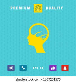 Head with brain symbol icon. Graphic elements for your design