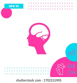 Head with brain symbol icon. Graphic elements for your design